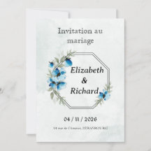 "Blue Flowers" Invitation