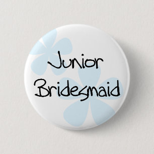 Blue Flowers Jr. Bridesmaid 6 Cm Round Badge