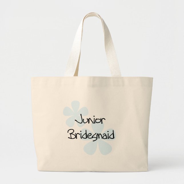Blue Flowers Jr. Bridesmaid Large Tote Bag (Front)