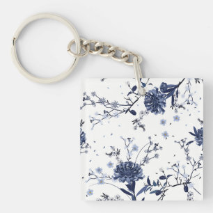 Blue flowers key ring