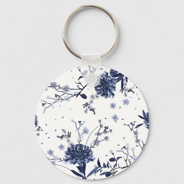 Blue flowers key ring (Front)