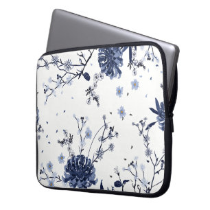 Blue flowers laptop sleeve