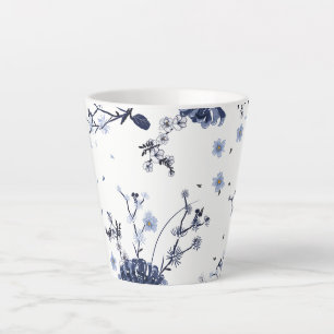 Blue flowers latte mug