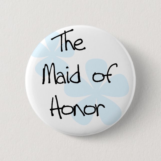 Blue Flowers Maid of Honour 6 Cm Round Badge (Front)