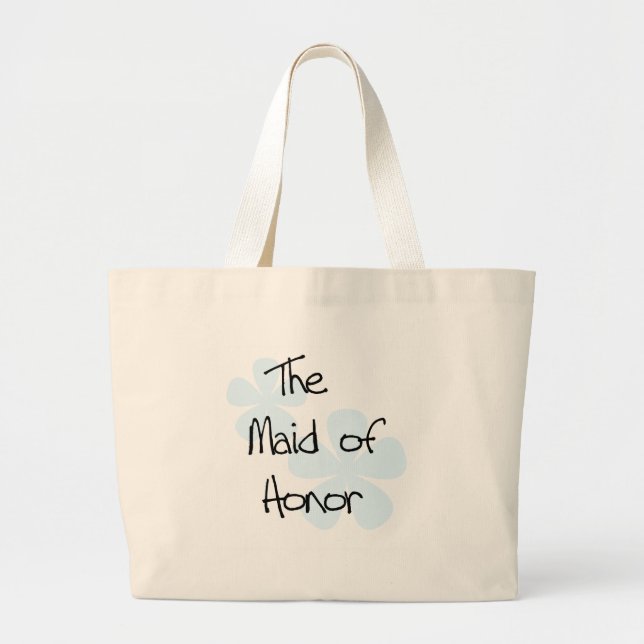 Blue Flowers Maid of Honour Large Tote Bag (Front)