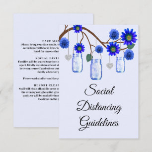 Blue Flowers Mason Jar Safety Measures Enclosure Card