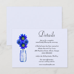 Blue Flowers Mason Jar Wedding Details Enclosure Card