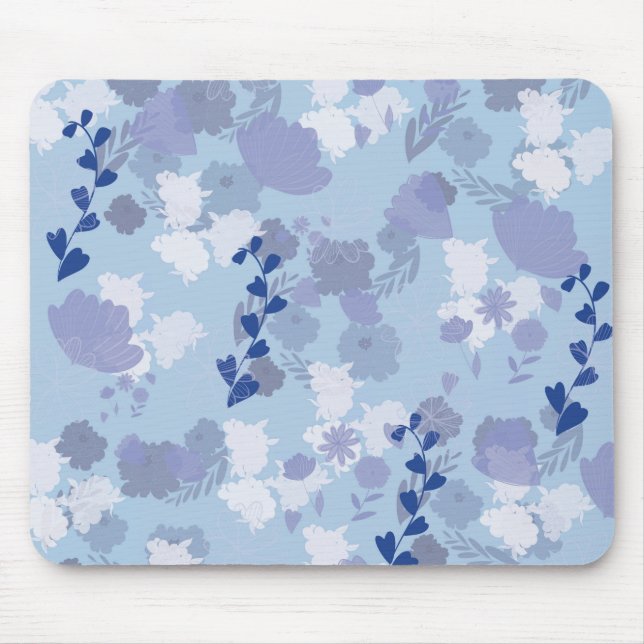 Blue Flowers Mouse Mat (Front)