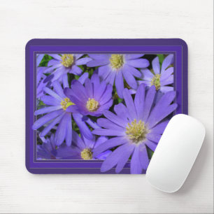 Blue Flowers Mousepad  Daisy Computer Gifts