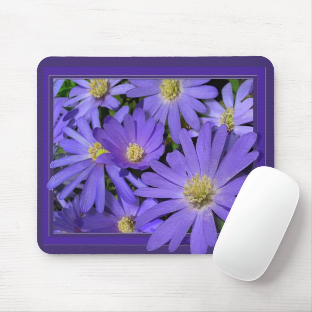 Blue Flowers Mousepad  Daisy Computer Gifts (With Mouse)