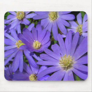 Blue Flowers Mousepad Purple / Blue Decor Gifts