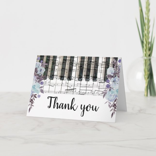 blue flowers music piano keyboard thank you (Front)