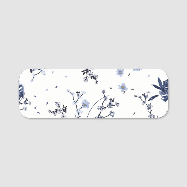 Blue flowers name tag (Front)