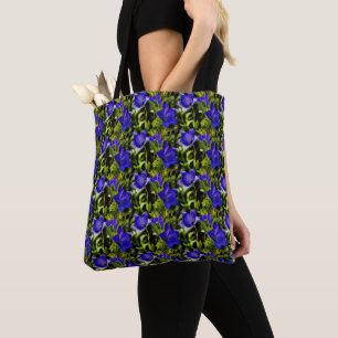 Blue Flowers Nature Art Pattern Tote Bag
