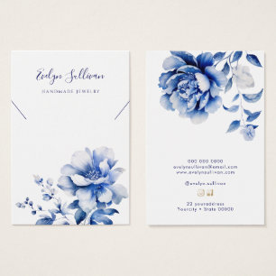 Blue flowers necklace display card