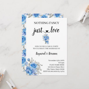 Blue Flowers Nothing Fancy just Love Elopement  Invitation