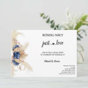 Blue Flowers Nothing Fancy just Love Elopement Invitation