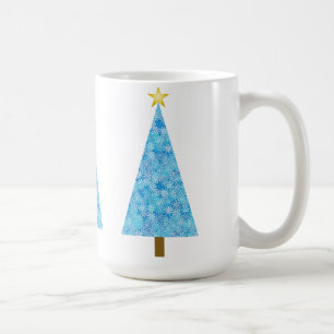 Blue flowers on a modern Christmas tree Coffee Mug