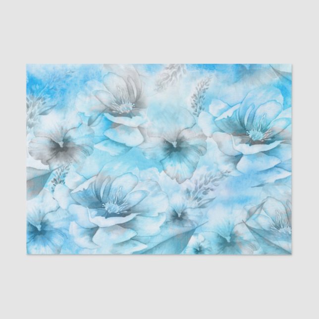 Blue Flowers On Water Tissue Paper (Front)