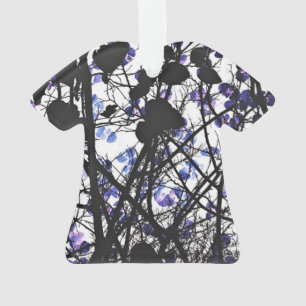 Blue flowers on winter tree concept digital art ornament