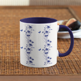 Blue Flowers pattern coffee mug