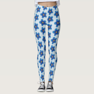 Blue flowers pattern Custom Leggings