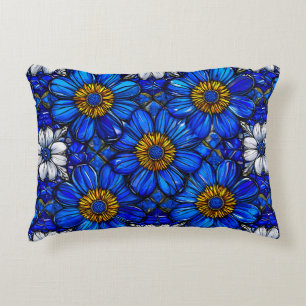 Blue flowers pattern decorative cushion