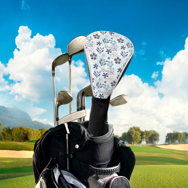 Blue Flowers Pattern Golf Head Cover (Creator Uploaded)
