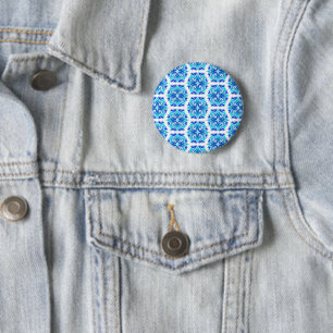 Blue Flowers, Pattern Of Flowers, Floral Pattern 6 Cm Round Badge