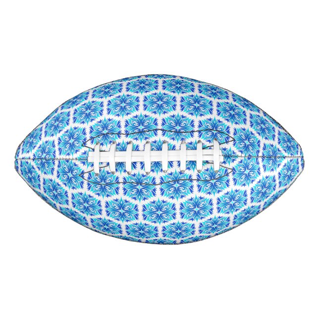 Blue Flowers, Pattern Of Flowers, Floral Pattern American Football (Front)