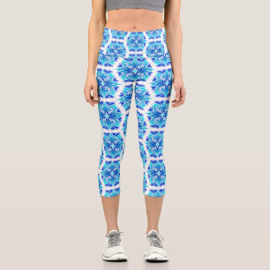Blue Flowers, Pattern Of Flowers, Floral Pattern Capri Leggings