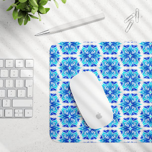 Blue Flowers, Pattern Of Flowers, Floral Pattern Mouse Mat