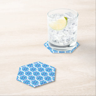 Blue Flowers, Pattern Of Flowers, Floral Pattern Paper Coaster