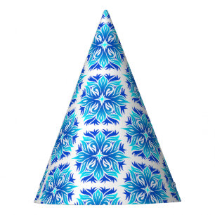Blue Flowers, Pattern Of Flowers, Floral Pattern Party Hat