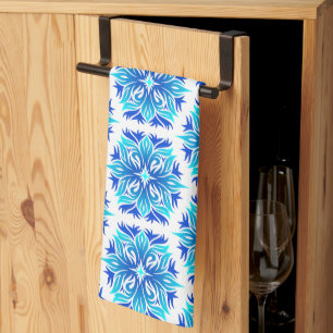 Blue Flowers, Pattern Of Flowers, Floral Pattern Tea Towel