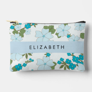 Blue Flowers, Pattern Of Flowers, Your Name Accessory Pouch