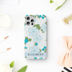 Blue Flowers, Pattern Of Flowers, Your Name iPhone 16 Case
