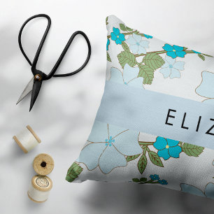 Blue Flowers, Pattern Of Flowers, Your Name Pillowcase