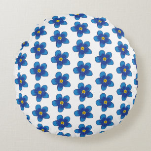 Blue flowers pattern throw cushion