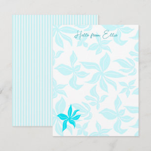 Blue Flowers Personal Stationery Illustrated Card