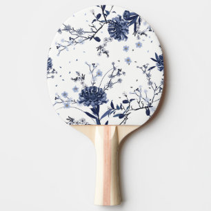 Blue flowers ping pong paddle
