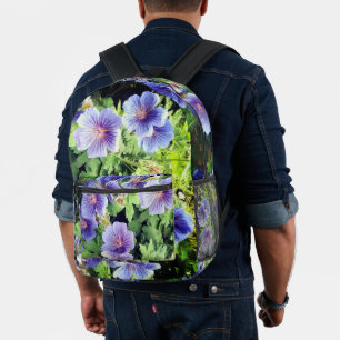 Blue flowers printed backpack