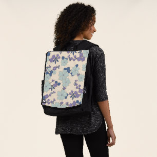 Blue Flowers, Purple Flowers, Floral Pattern Backpack
