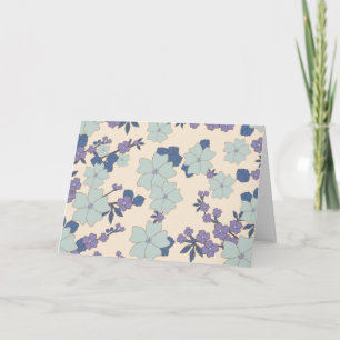 Blue Flowers, Purple Flowers, Floral Pattern Card