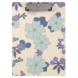 Blue Flowers, Purple Flowers, Floral Pattern Clipboard