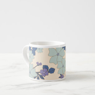 Blue Flowers, Purple Flowers, Floral Pattern Espresso Cup