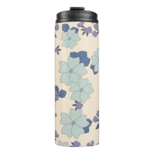 Blue Flowers, Purple Flowers, Floral Pattern Thermal Tumbler
