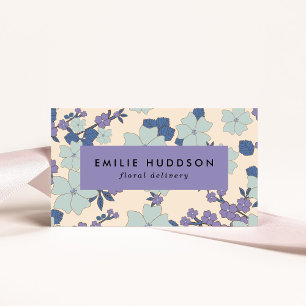 Blue Flowers, Purple Flowers, Florist, Flower Shop Business Card