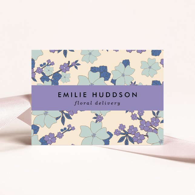 Blue Flowers, Purple Flowers, Florist, Flower Shop Business Card (Creator Uploaded)