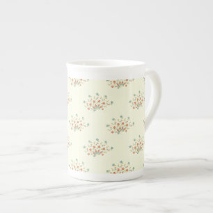 Blue Flowers, Red Flowers, Pattern Of Flowers Bone China Mug